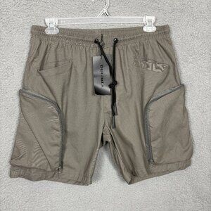 Decibel Men's Twill Shorts Oversized zip pockets Elastic waistband XL Gray NWT's